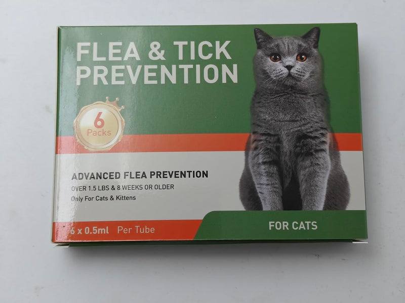 Cat Flea Treatment & Tick Control - Topical Flea Treatment for Cats & Kittens - Protection for Cats Over 1.5 lbs and 8 Weeks or Older, 6 Pack