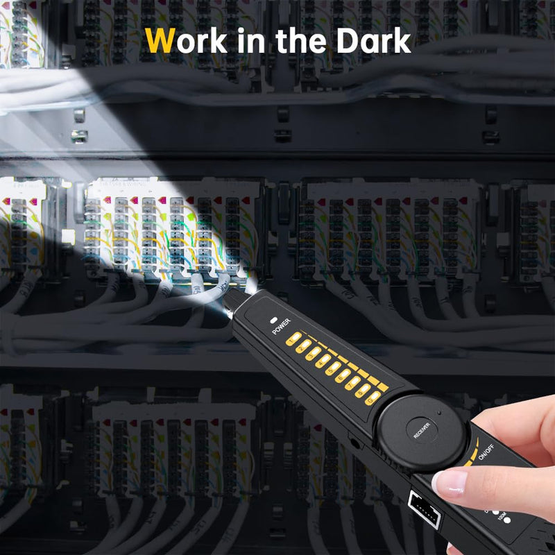 Network Cable Tester RJ45 RJ11 Cable Analyzer Telephone Line Finder Wire Tracker Receiver Networking Tool with LED Light