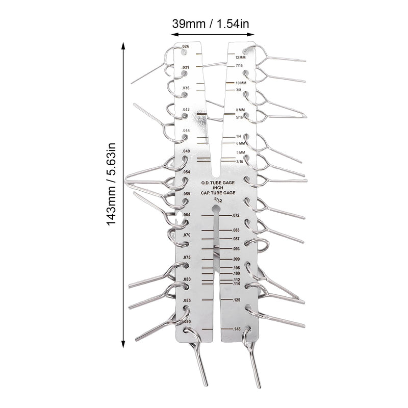 Stainless Steel Capillary Tube Gage Dual Claw Design Bilingual Scale for Refrigeration Systems, Enhancing Measurement Efficiency, with Inside and Outside Thickness Measure, for