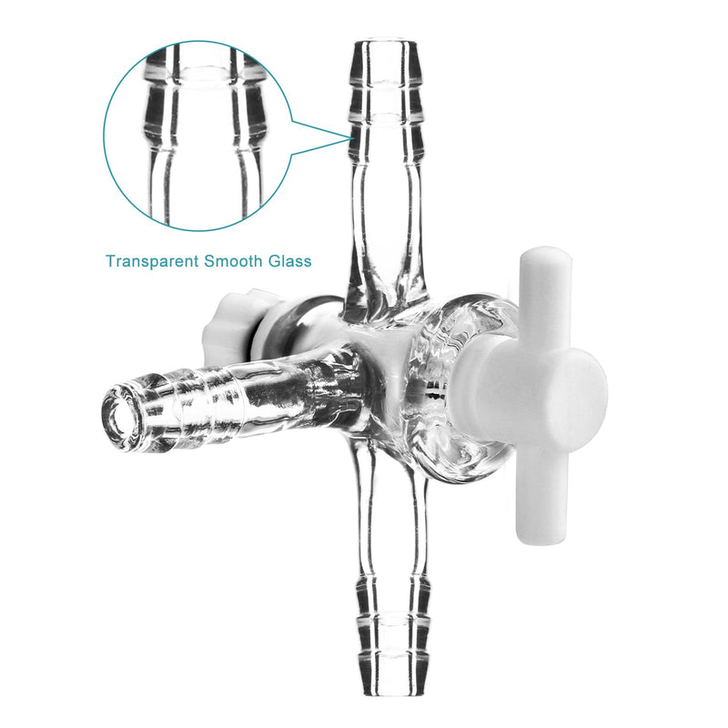 stonylab Vacuum Glass 3-Way Flow Control Adapter with PTFE Valve, Triple Hose Connection, Lab Distillation Tool for Flow Controlled Application, 1 Pack