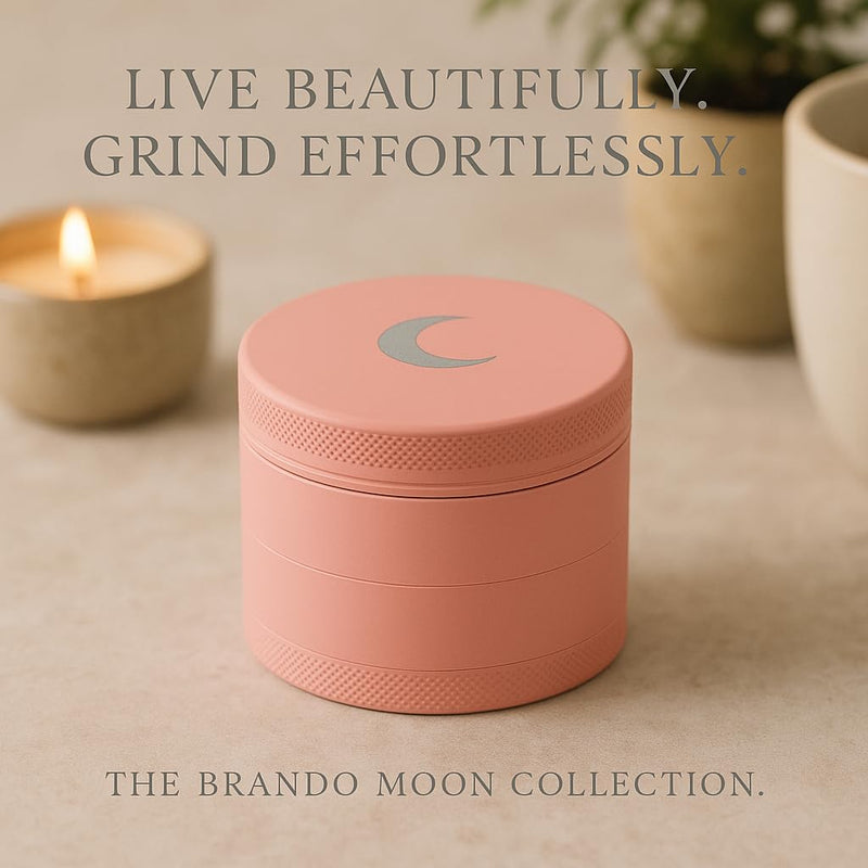 Brando Moon Manual Matte Spice Kitchen Crusher – 2.5” Coffee Bean Crusher with Cleaning Scraper and Storage, for Camping and Outdoor Pink