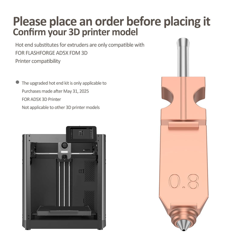 4Pack Hotend Nozzles Compatible with AD5X 0.25mm+0.4mm+0.6mm+0.8mm 3D Printer Metal Hot End/Printhead Replacement Include 4Pcs Silicone and 4Pcs Nozzle Brush 4pack(0.25+0.4+0.6+0.8)
