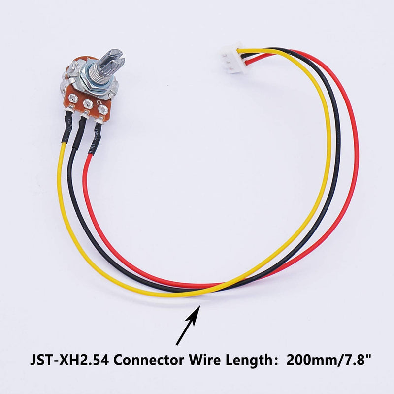 TWTADE 3PCS 10K Ohm Linear Taper Adjustable Rotary Potentiometer Change Resistance WH148 B10K 3 Pin with XH2.54-3P Connector Wire Cable + Black Knob Cover Cap 148-10kBK
