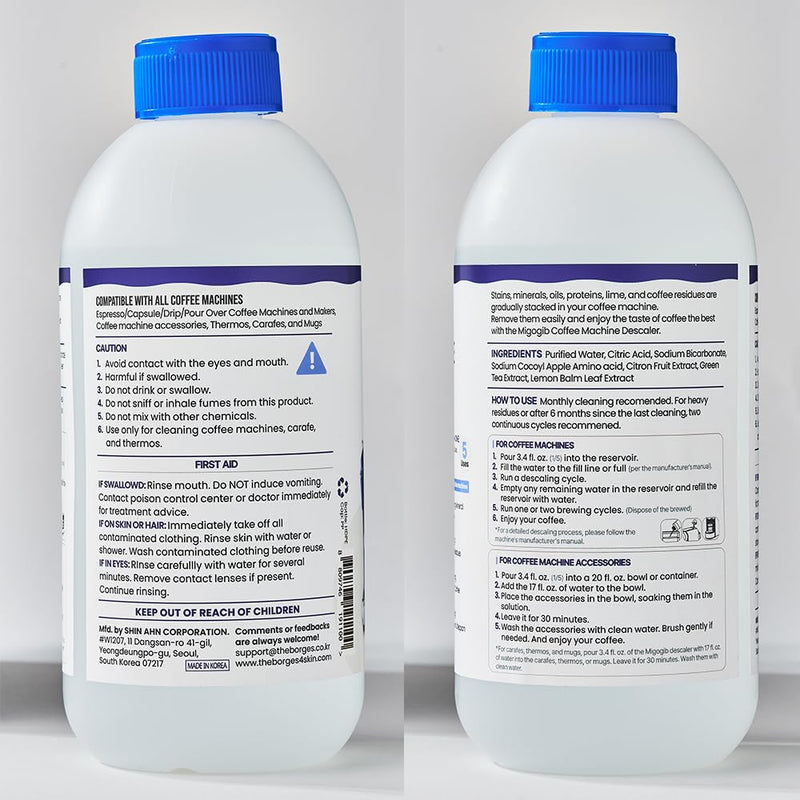 Coffee Machine Descaler Descaling Solution - 17 fl. oz. (5 Uses), Compatible with Espresso, Capsule, Drip, Pour over machines, Coffee machine accessories, Pot, Thermos, and Carafes