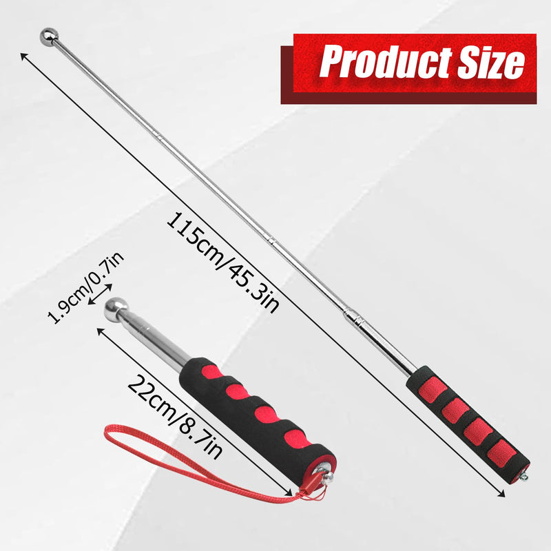 Litoexpe 115cm Hollowing Drum Hammer Sound Detection Folding Stick, Thickened Telescopic Rod for House Decoration Inspection (Red) Red