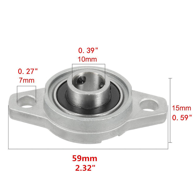 Sydien Pillow Block Bearing 4Pcs 10mm/0.39" ID Zinc Alloy Bore Pillow Flange Mounted Self-aligning Bearing, KFL000