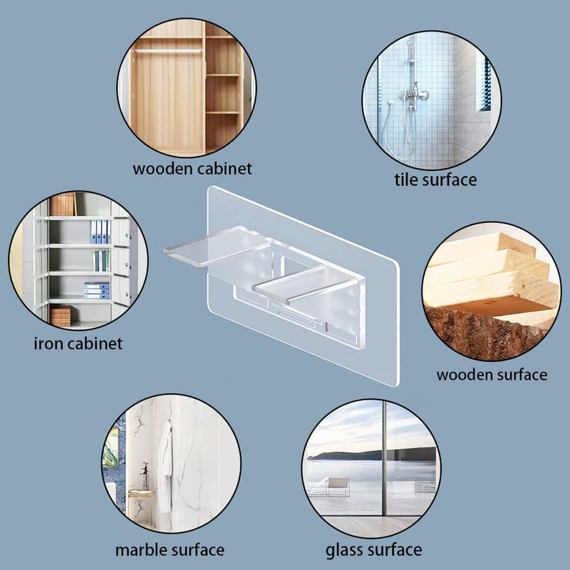 12 Pieces Large Size Adhesive Shelf Bracket, Double Row Thickened and Reinforced Design Punch Free Shelf Support Pegs for Shelves Kitchen Cabinet Book Closet large size-12pcs