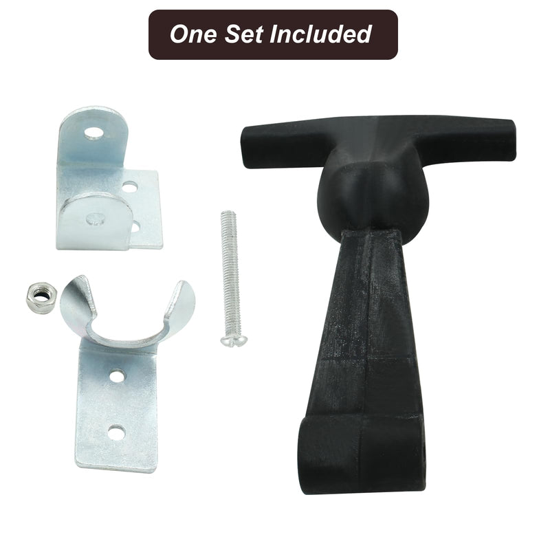 Biaungdo 2 Pcs Rubber Flexible Hood Catch, Black T-Handle Draw Latches with Brackets Stainless Steel T-Handle Hasp for Hood/Tool Box/Vehicle Engine