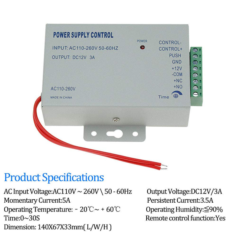 RFID Door Access Control System Keypad +NC Electric Drop Bolt Lock+Power Supply+Exit Button +10pcs Fobs/Cards