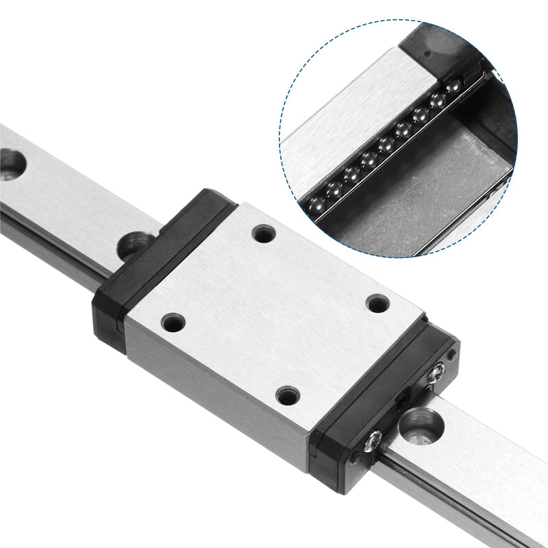 uxcell 2pcs MGN7 150mm Linear Guide Rail with 2pcs MGN7H Sliding Carriage Block Bearing Steel and 2pcs Plastic Mini MGN12 Linear Guide for DIY 3D Printers and CNC Machine, Silver
