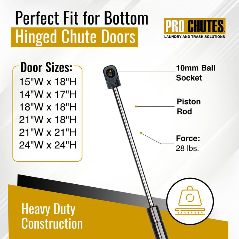 Trash Chute Closers Door Parts. 10" inch Extended Gas Piston Closure for Bottom hinged Garbage & Rubbish Intake Doors