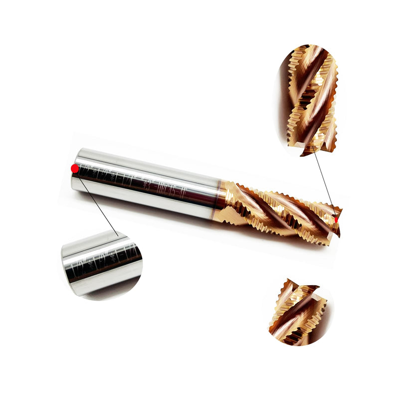 1/2” Roughing End Mill, 4 Flute Carbide CNC Router Bit, 1/2” Shank, 1-1/4” Cutting Length, 3” Overall – High-Performance for Alloy & Hardened Steel Machining