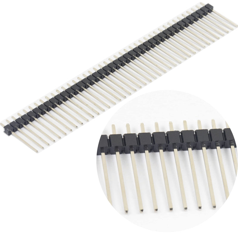 20pcs Break Away Strip Headers 1x40 40 Pin Headers Male 2.54mm / 0.1" Single Row Straight Needle Connector (19mm / 0.75")