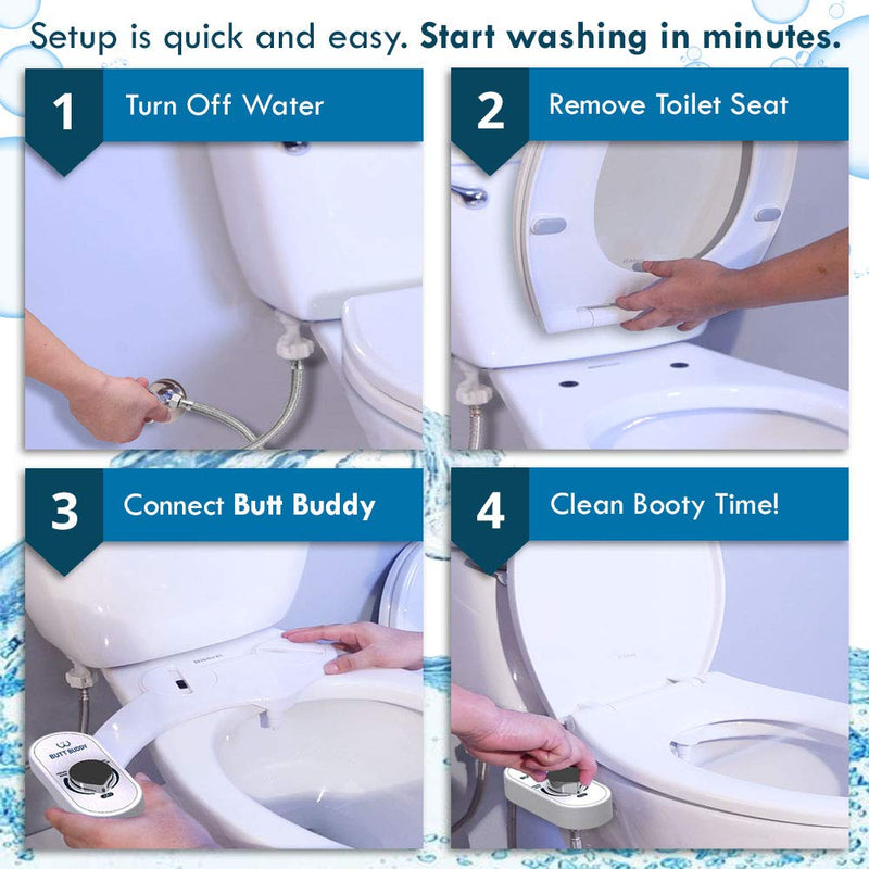 BUTT BUDDY - Bidet Toilet Seat Attachment & Fresh Water Sprayer (Easy to Install, Universal Fit, No Plumbing or Electricity Required | Self-Cleaning Nozzle, Adjustable Pressure Control, USA Stock) 1