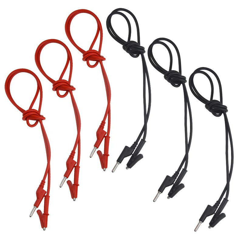 WMYCONGCONG 6 PCS Multimeter Banana Plug to Crocodile Alligator Clip Test Probe Lead Wire Cable 15A with Insulators Clips 3.3ft for Multimeter Electrical Testing