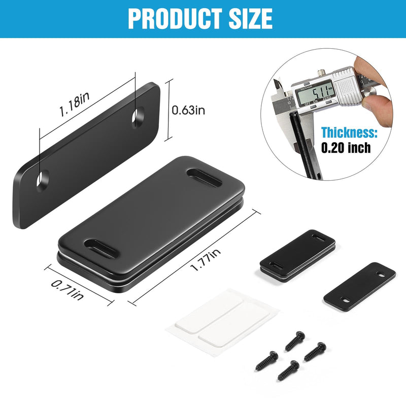Ultra Thin Cabinet Magnets Door Catch,Cabinet Adhesive Drawer Latch,Cabinet Magnetic Catch for Kitchen,Closet Door,Cupboard Wardrobe,Sliding Door Closure,No-Gap Design,Black 4 Pack (Black 4PCS) Black 4PCS