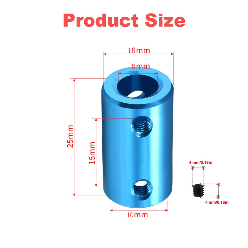 Shaft Coupler Connector L25 x D16 8mm to 10mm Bore Rigid Coupling Motor Shaft Joint Connector with Screw for 3D Printers 4PCS 4