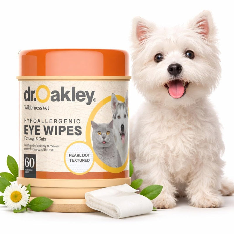 Dr. Oakley Dog Eye Wipes Cleaner for Dogs & Cats, Tear Stain and Facial Daily, Natural Vet-Recommended Dog Eye Treatment
