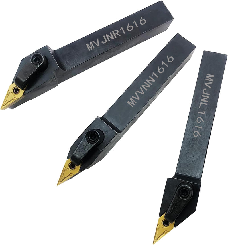 GBJ 3PCS 5/8" MVJNR MVJNL MVVNN holder with Carbide Turning Inserts VNMG331 CNC Lathe Turning Tools for machining Steel parts/stainless steel 3pcs Holders with 3pcs VNMG160404 inserts