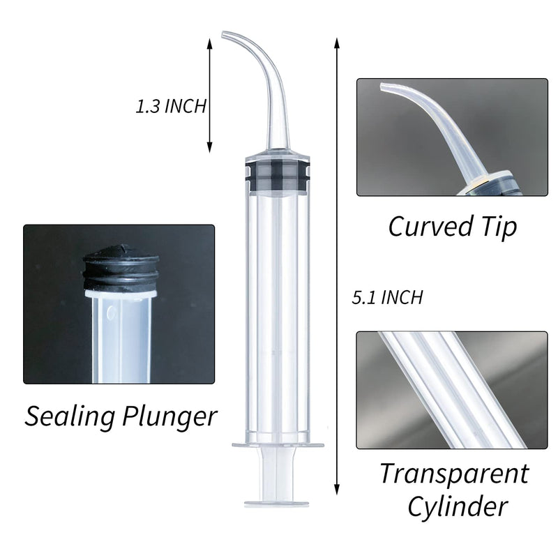 Wisdom Teeth Syringe, 5 Pack Irrigation Dental Syringes with Curved Tip for Dental Care Liquid Oral Tonsil Stone Curved-No Measurement