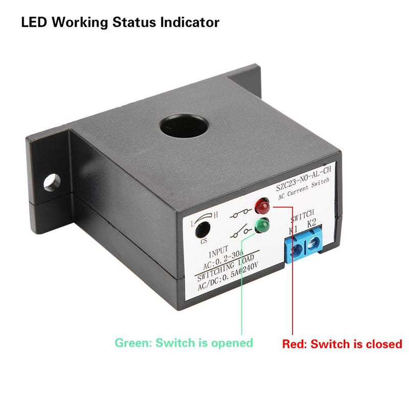 Current Sensing Switch, Normally Open Current Sensing Switch Adjustable AC 0.2-30A SZC23-NO-AL-CH