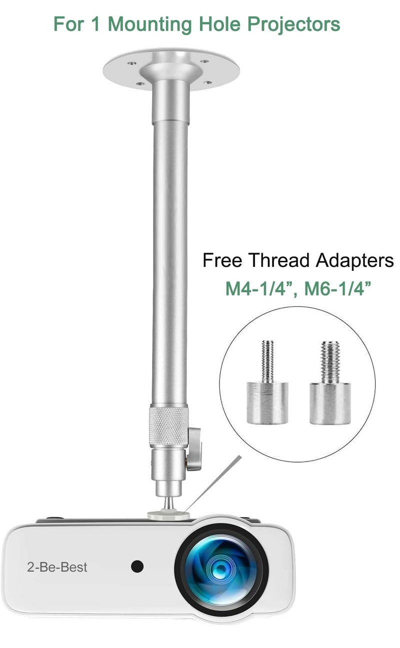 2 Be Best Upgraded Long Projector Mount, Universal Extendable Projector Ceiling Mount Projectors Wall Mount 23-42 IN / 58-105 CM 360° Adjustable Sliver High Profile Projectors Mount Silver High End
