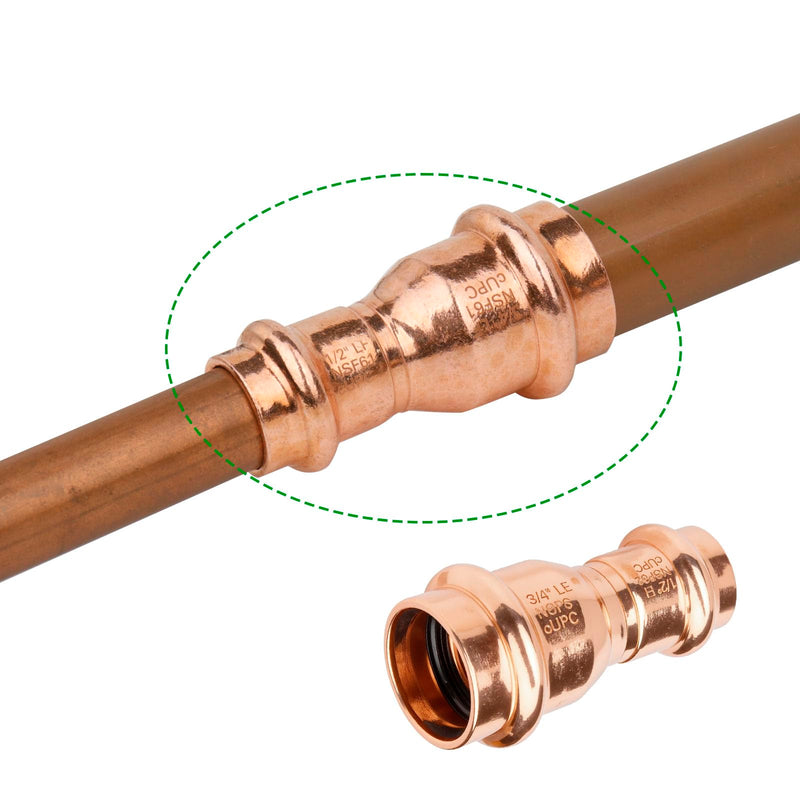 WHK 10 PKS 3/4" x 1/2" Pro Press Copper Reducing Coupling Adater Fittings