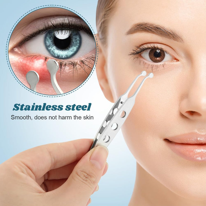 Meibomian Gland Expressor, Stainless Steel Eyelid Massage Tweezer with Positioning Pin, Eyelid Gland Blockage Unblocking Physiotherapy Tools, Eyeli-d Expressor for Dry Eyes(SIZE:3x3mm/0.12x0.12inch) 3x3mm/0.12x0.12inch