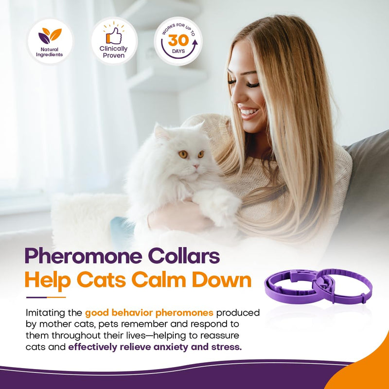 Calming Collar for Cats with Pheromone 4 Pack Cat Calming Collars to Reduce Anxiety & Scratching 30 Days Long-Lasting, Waterproof Cat Calming Collar for Indoor & Outdoor Adjustable Cat Calm Collars