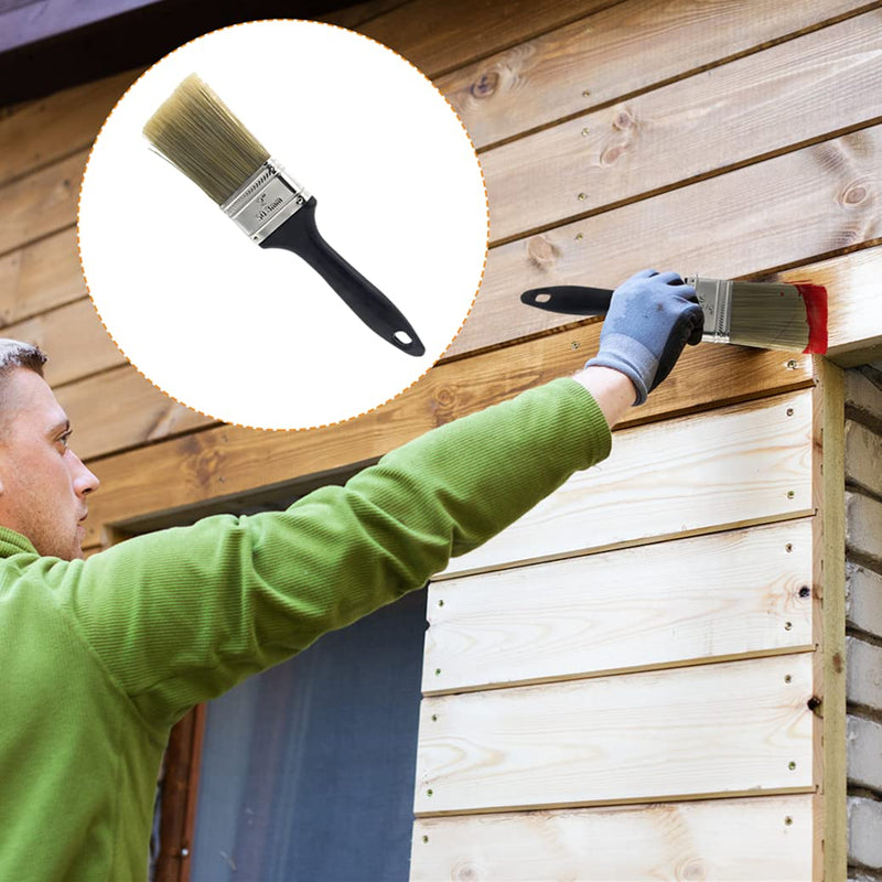 10 Pieces 2 Inch Paint Brush,Flat Paint Brushes Professional Paint Tools with Treated Plastic Handle for DIY Paint,Furniture,Fences,Deck,and Wall Trim Black 10 Pack