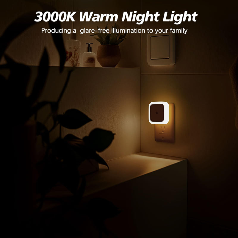 Sujeet Night Light, Night Lights Plug into Wall 4-Pack, Nightlight Plug in Night Light, Dusk to Dawn Night Lamp Led Night Light for Bedroom, Bathroom, Hallway Warm White
