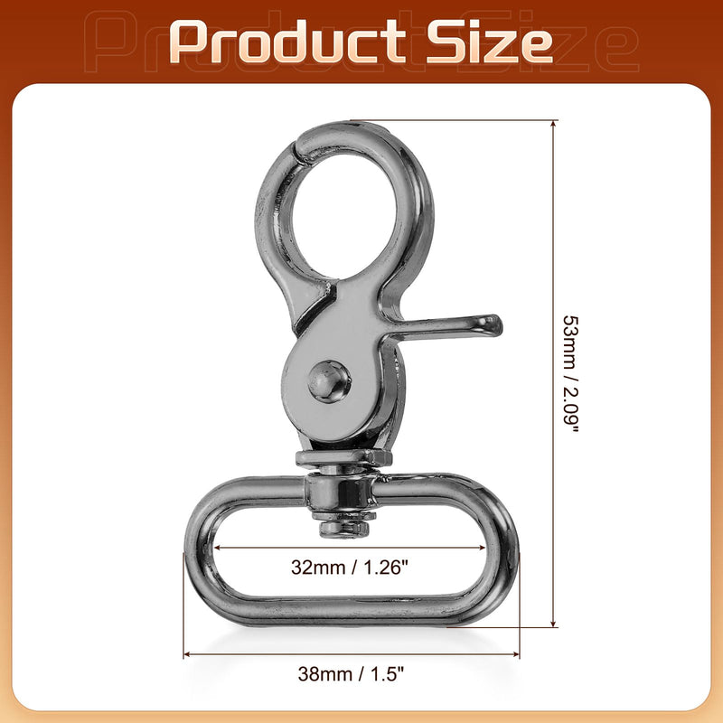 uxcell 6Pcs Swivel Snap Hook, 32mm(1 1/4") Trigger Snap Heavy Duty Zinc Alloy Metal Lobster Claw Clasp Lanyard Clips for Straps Bags Belting Leathercraft, Gun Black