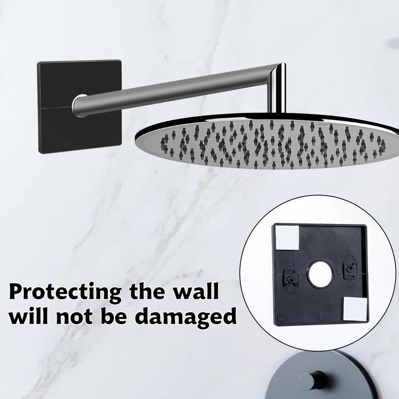 2 Pcs Plumbing Cover Plates, Square Shower Arm Flange Escutcheon Plate Wall Split Pipe Flange Cover Plate for Fixed Shower Head Faucet Standard 1/2 Inch Pipes (Black) Black