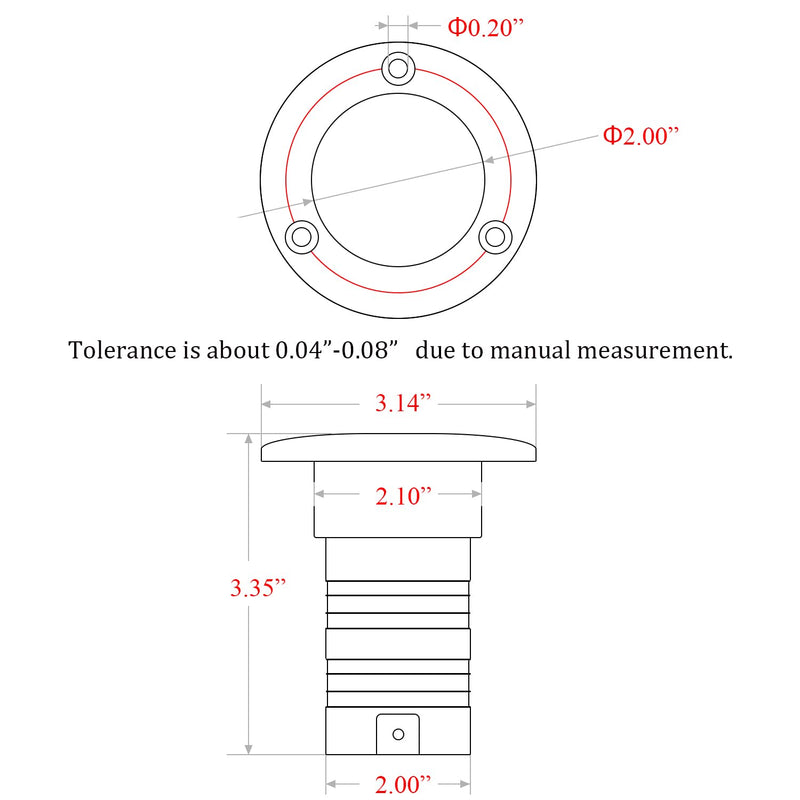 Atibin Steel Hardware Fuel Filler Deck Marine Steel Gas Cap Boat Diesel Stainless Fuel Deck Cap SUS316 2'' 2"
