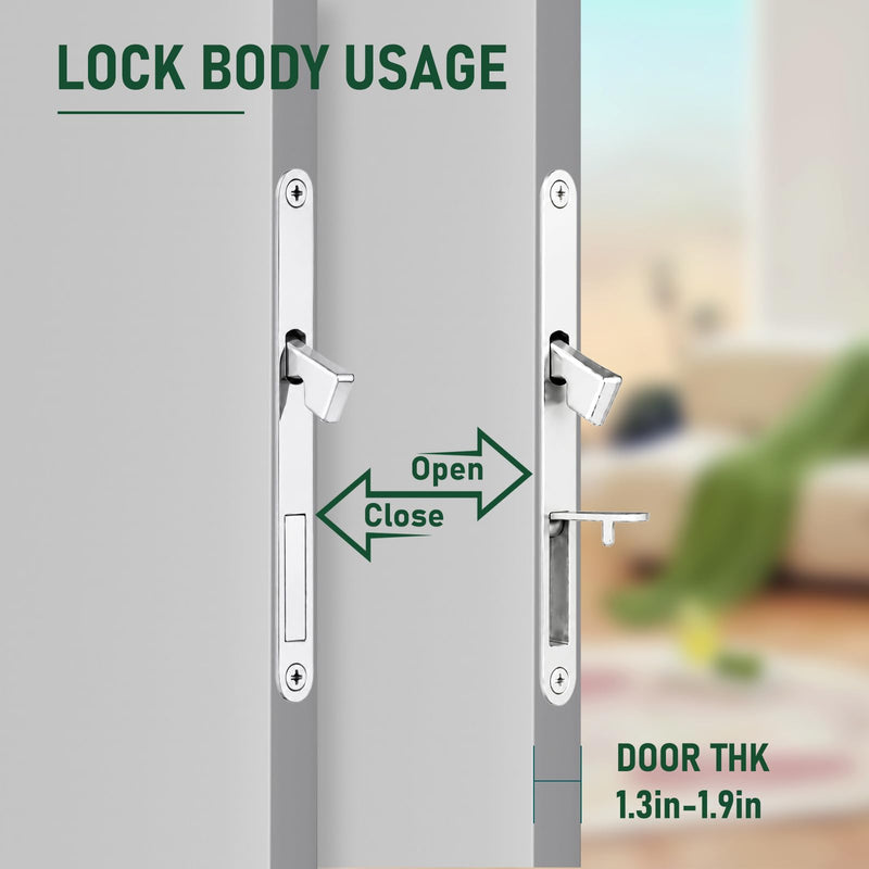 Pocket Door Lock with Edge Pull,Pocket Door Hardware,Polished Chrome