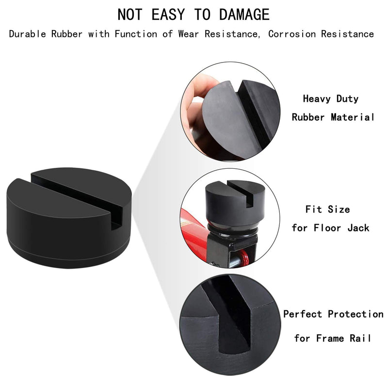 Floor Jack Pad Adapter 4 Ton Universal Rubber Slotted Frame Rail Pinch welds Protector for Floor Jack (4 Pack)