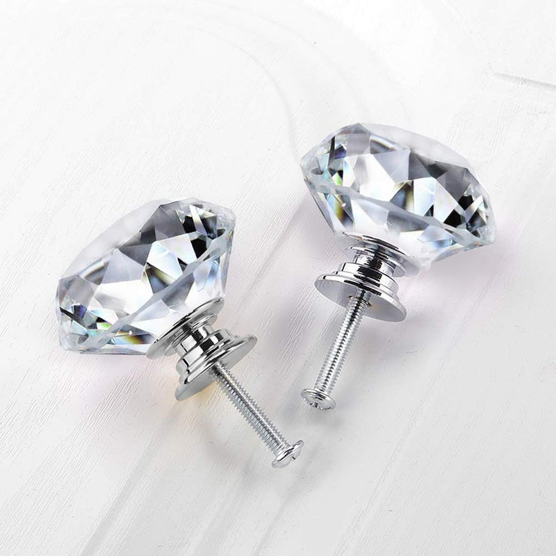 NORTHERN BROTHERS Cabinet Knobs - Dresser Knobs Crystal Knobs for Cabinets and Drawers 30mm- Diamond Glass Pull Handles Silver 10 Pack 10 Pack (30mm)