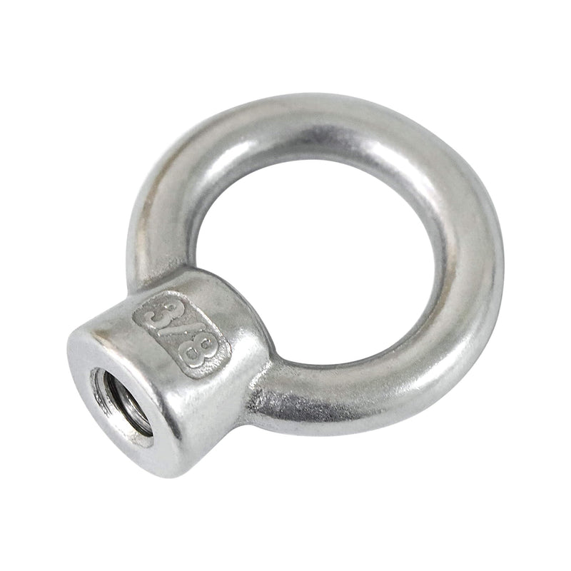 4 Packs 316 Stainless Steel Lifting Eye Nut 3/8" UNC Marine Grade, Female Thread Fastener Ring Shaped Eye Nut 3/8" 4