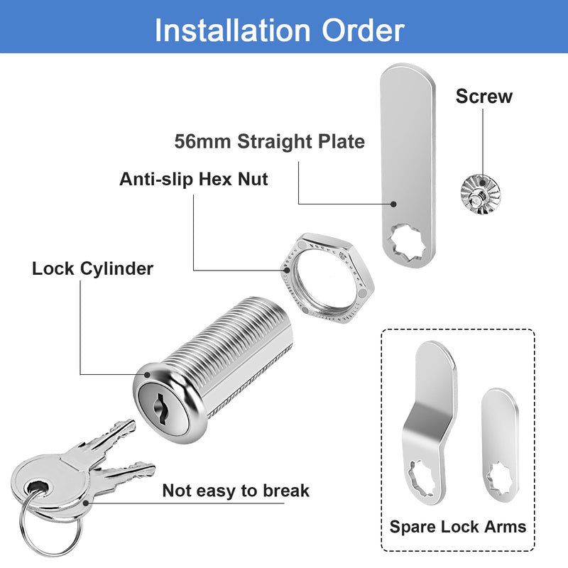 Cabinet Locks with Keys, 1-1/8" Cam Locks Keyed Alike, Quality Cabinet Cam Lock for RV Storage Locks Drawers Mailbox Toolbox Lock Replacement Set, Zinc Alloy (20 Pack, 1-1/8 Inch) 20 Pack