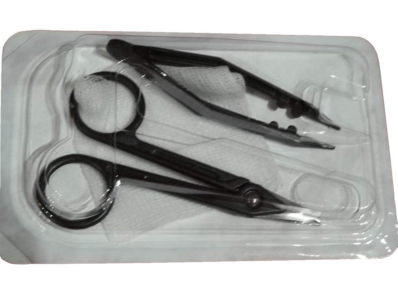 Dukal Single Use Suture Removal Kit. Sterile Suture Removal Trays. Extra Protection Against Cross Infection. Sterile Scissors, Suture Forceps and Gauze Pad. Disposable Suture Removal Pack.