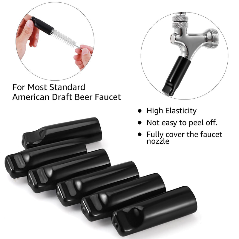Beer Faucet Cap & Plug Covers 15 Pack Beer Tap Cap Plug Brush, Draft Beer Faucet Rubber Soother Sanitary Covers, Cleaning Brush Cleaning Tap Kit for Kegerator Draft Beer Faucet (6+6+3)