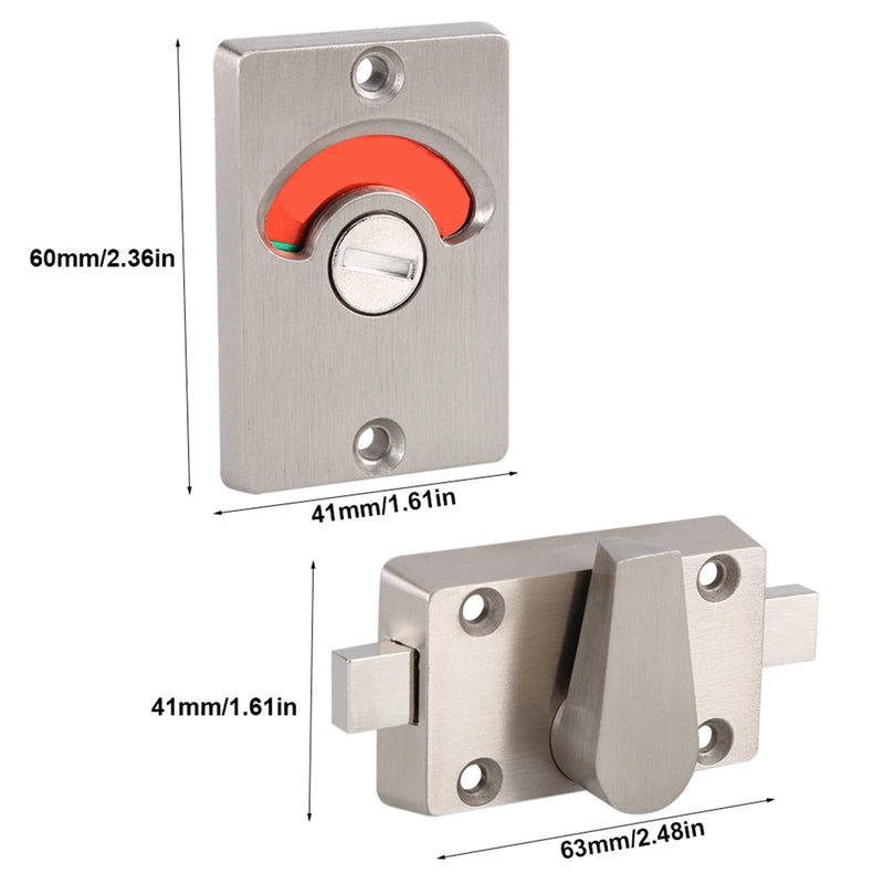 Stainless Steel Indicating Door Lock with Green Red Occupancy Indicator for Bathroom Toilet Partition Public Restroom