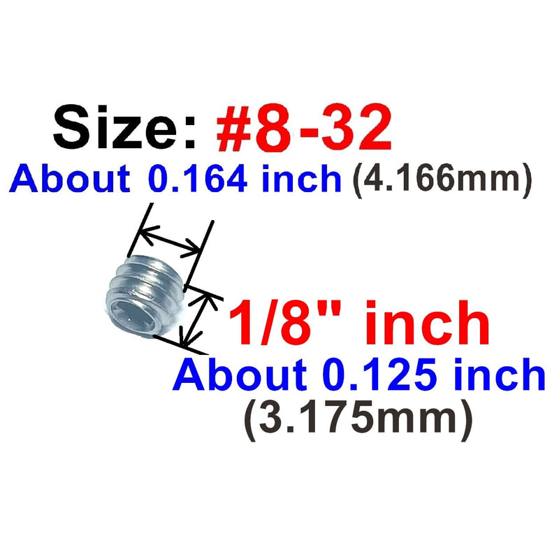 50pcs Set Screws 8-32 x 1/8 inch 304 Stainless Steel Allen Head Hex Hexagon Socket Set Screws with 5/64 Allen Wrench,Set Grub Screws Hex Allen Head Socket Set Screws.(1/8" Length)