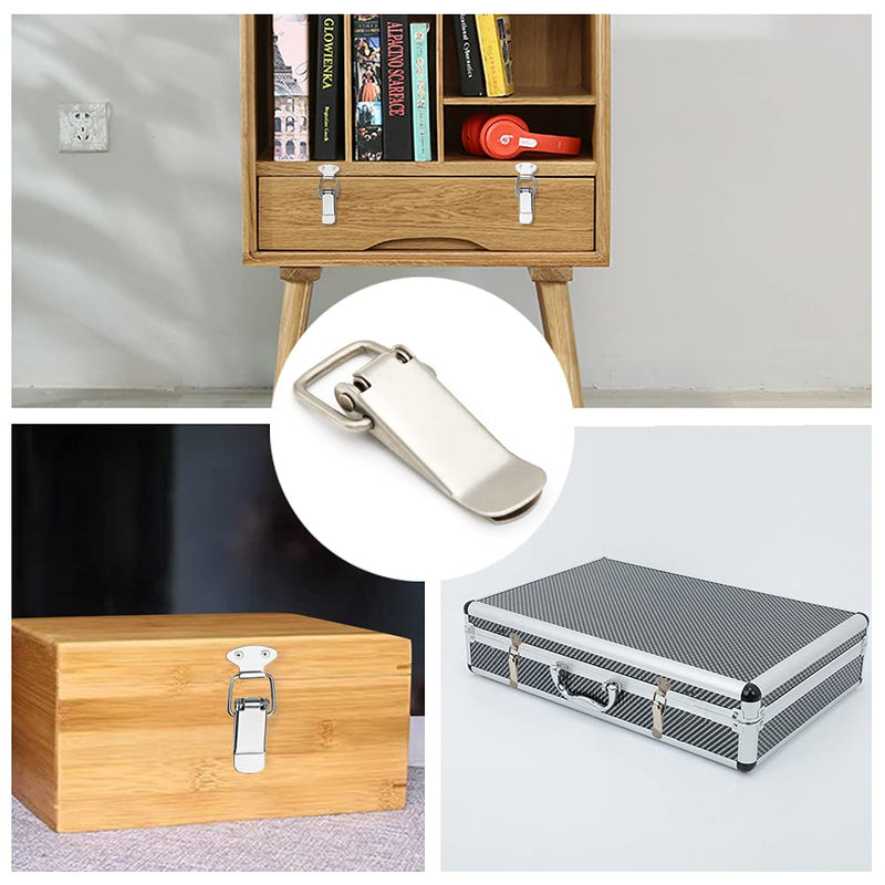 Latch, Stainless Steel Spring Loaded Toggle Latch, Silver Catch Hasp Clamp Clip Lock with High Quality 304 Stainless Steel Screws for Cabinet, Wooden Case, Box, Chest(4 Pack)