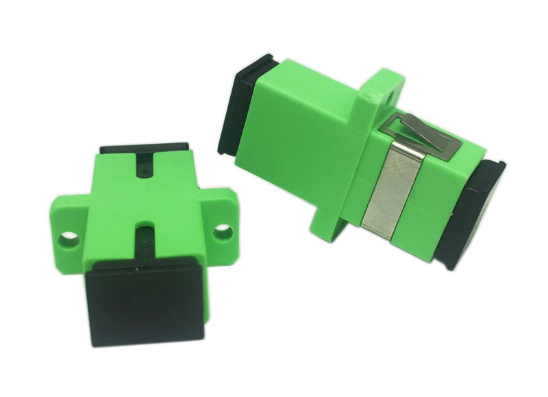 CERRXIAN SC Fiber Optic Adapter Female to Female APC Simplex Single Mode Fiber Optical Coupler Network Internet Connector Adapter with Mount Panel (Green 5-Pack)