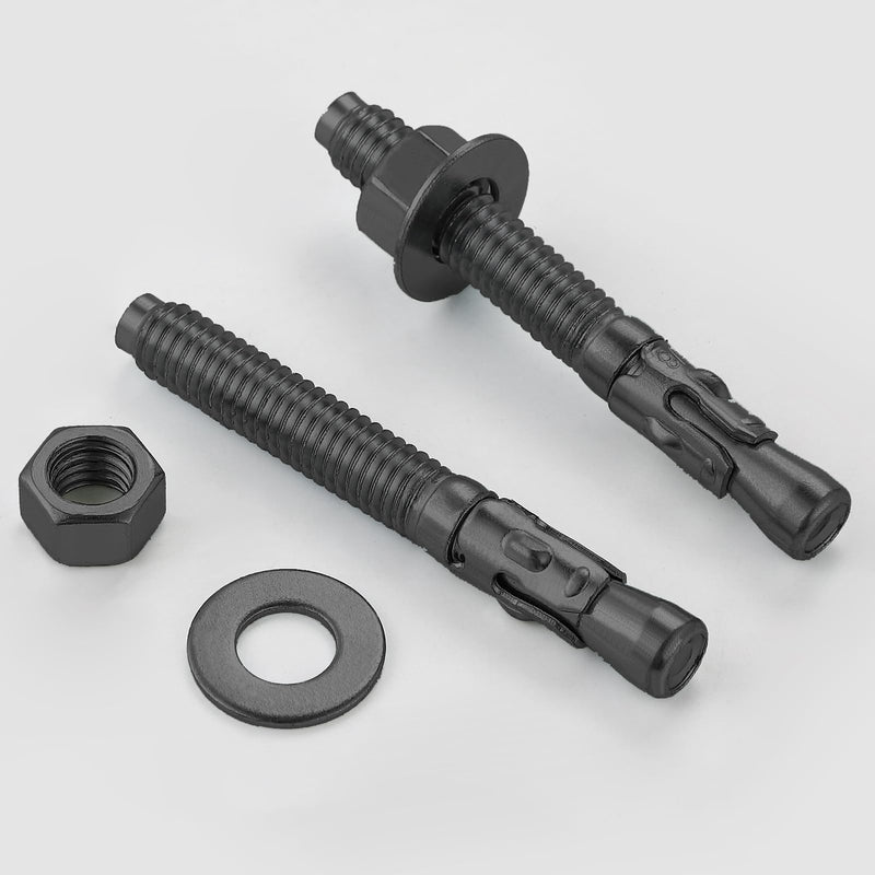 10Pcs 1/4x3 Inch Standard Fasteners for Heavy-Duty Black Wedge Anchors for Cement and Concrete 1/4*3" 10