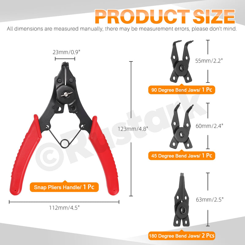 312Pcs 4 in 1 Snap Ring Pliers with M1.5-M10 Black E-Clip Circlip Retaining Rings Assortment Kit and M4-M28 C-Clip External Snap Rings Assortment Kit with Tweezers