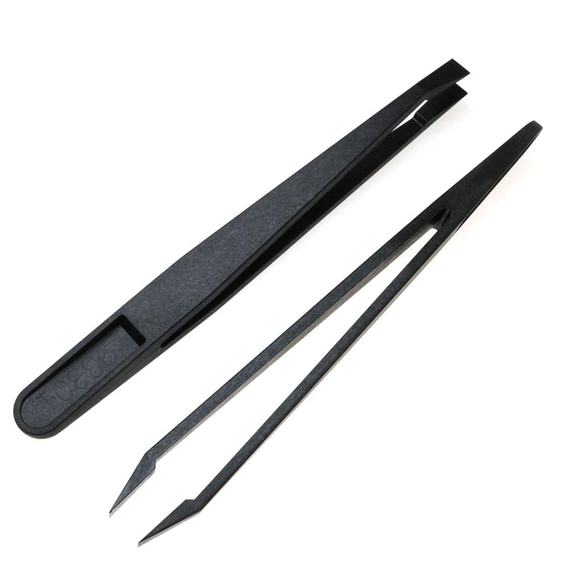 E-outstanding Flat Tip Anti-static Tweezer 5PCS 116mm Black Flat Tip Plastic Antistatic Tweezers