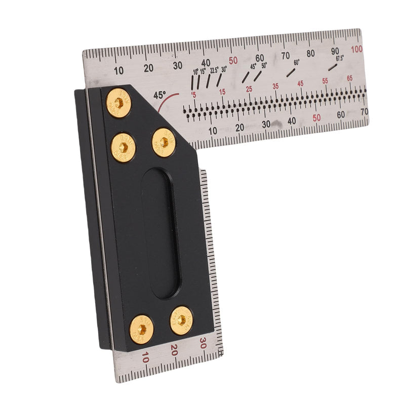 POCREATION Stainless Steel Woodworking Square Ruler,100mm / 3.94in Right Angle Measuring Tool with Marking Holes,Precision Layout Tool for Carpentry, DIY & Woodcraft