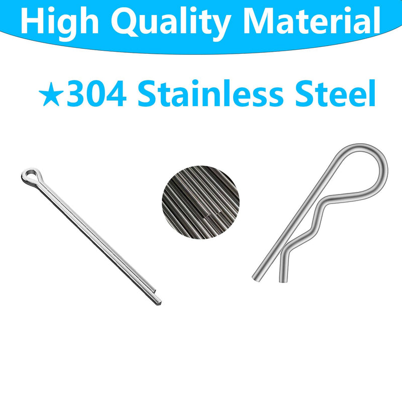Cotter Pin Assortment Kit,SpzcdZa 302pcs 13 Size Cotter Pins Assortment Kit 304 Stainless Steel R Clips Hardware Pins & Hairpin Cotter Pins Set for Trucks, Engine Repair 302pcs Cotter Pin Assortment Kit